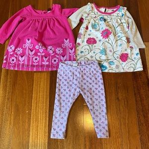 Tea Collection Baby Girl Tops and Leggings, 6-12m